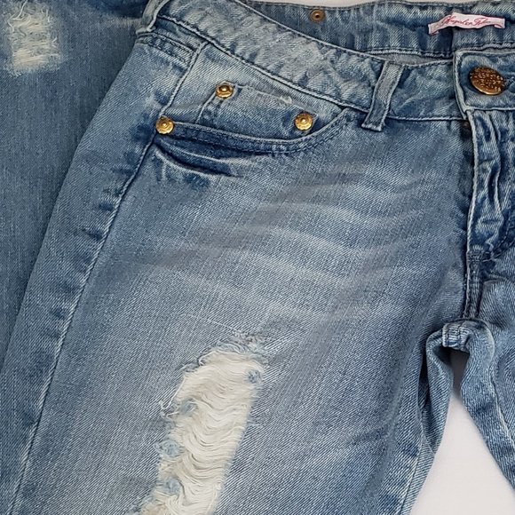 BLUMARINE BLUGIRL FOLLIES Distressed Designer Denim Jeans Sz 30 Light Blue New - Picture 7 of 15
